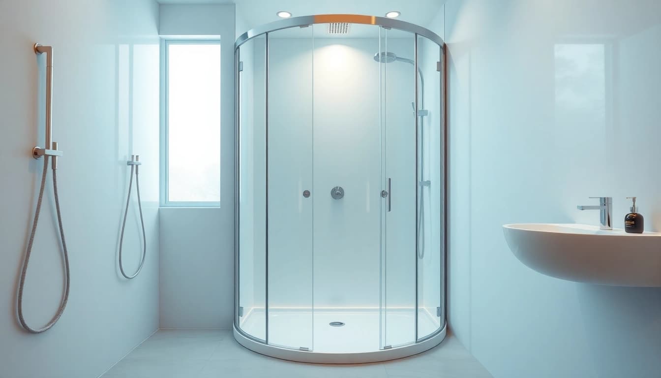 Genießen Sie die stilvolle sonni Duschkabine in einem modernen Badezimmer mit beruhigenden Farben und Designs.