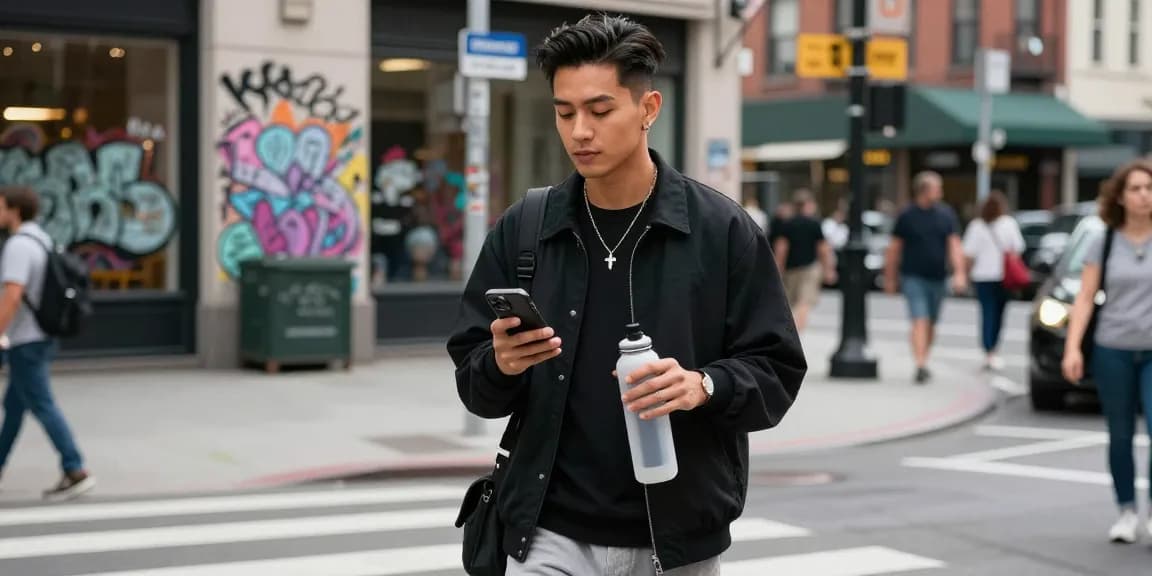 Showcasing looksmaxxing through urban lifestyle with a stylish individual embodying confidence.