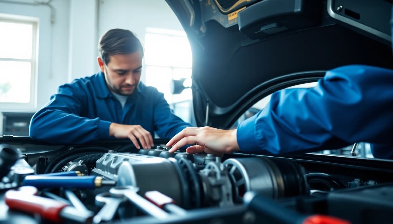 Examine what does an extended auto warranty cover and not cover with a focused mechanic inspecting an engine.