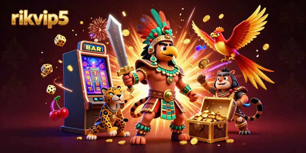 Experience the excitement of rikvip5 with vibrant casino elements, dazzling characters, and jackpot thrills.