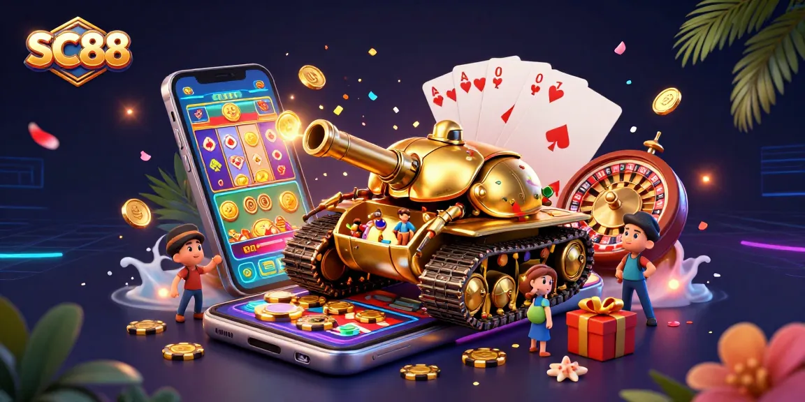 Engage with the SC88 vibe through this vibrant casino scene with a golden beetle tank.