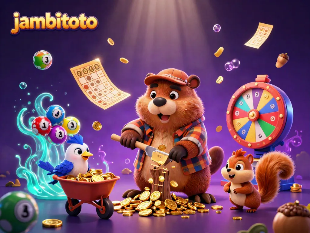 Experience the thrill of winning with jambitoto and a charming beaver in a dynamic casino scene.