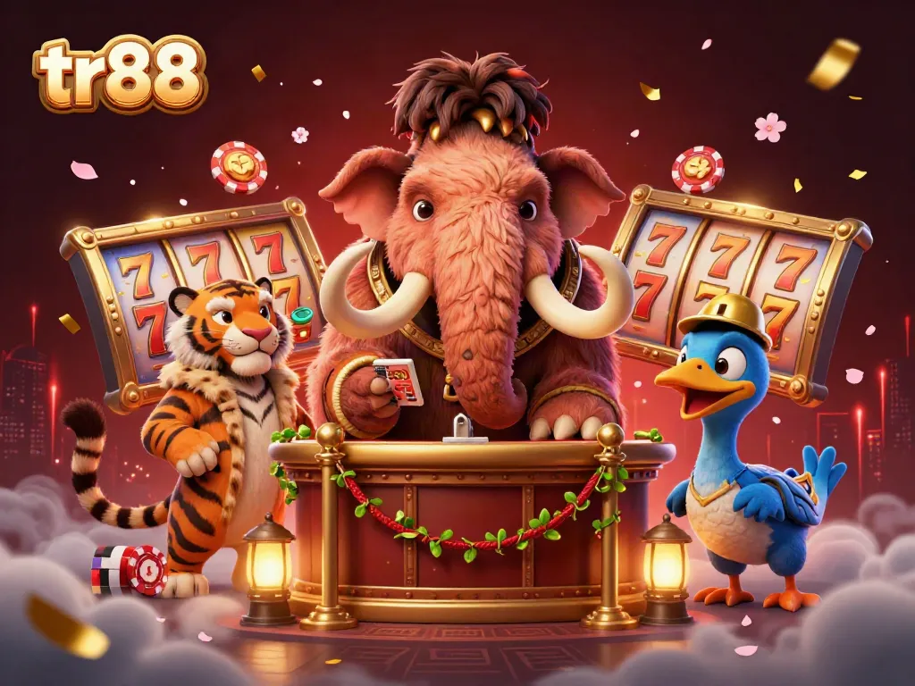 Join the action at TR88 as the woolly mammoth checks IDs for VIP guests in this vibrant casino scene.