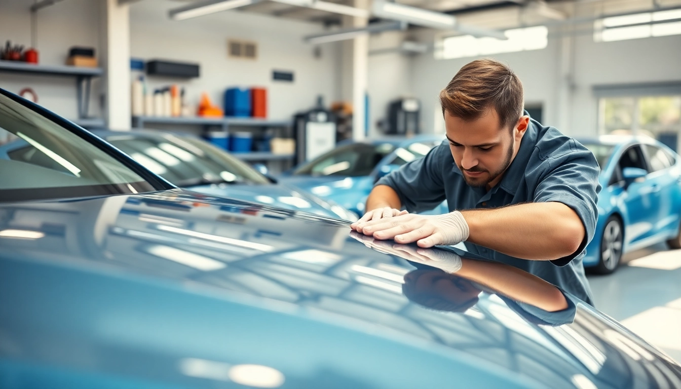 Experience top-notch auto detailing Cleveland TN with a professional technician in a bright garage.