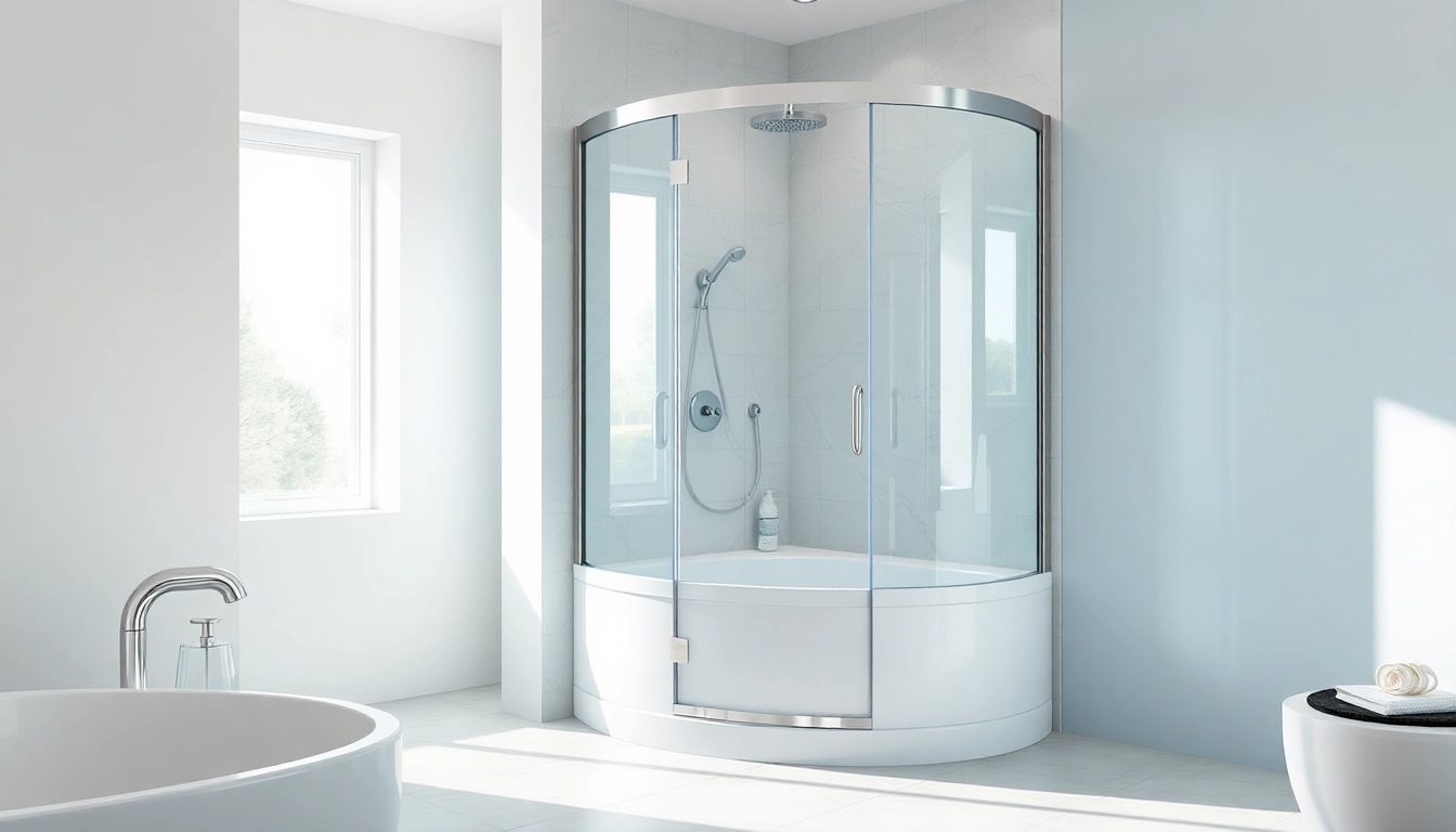 Duschkabine 80x80 in einem modernen Badezimmer mit eleganten Glaselementen und chromatischen Akzenten.
