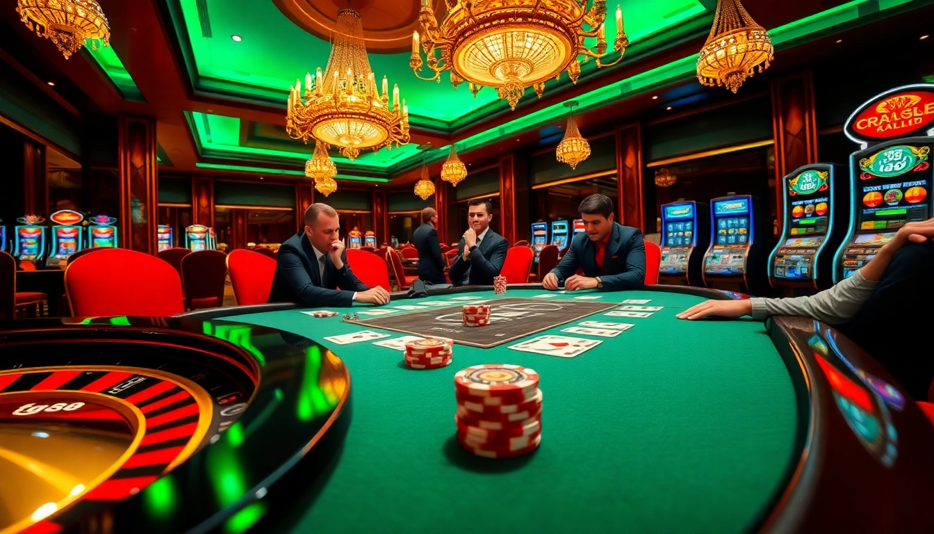 Players engaged in a high-stakes game of poker at a luxurious tg88 casino table.