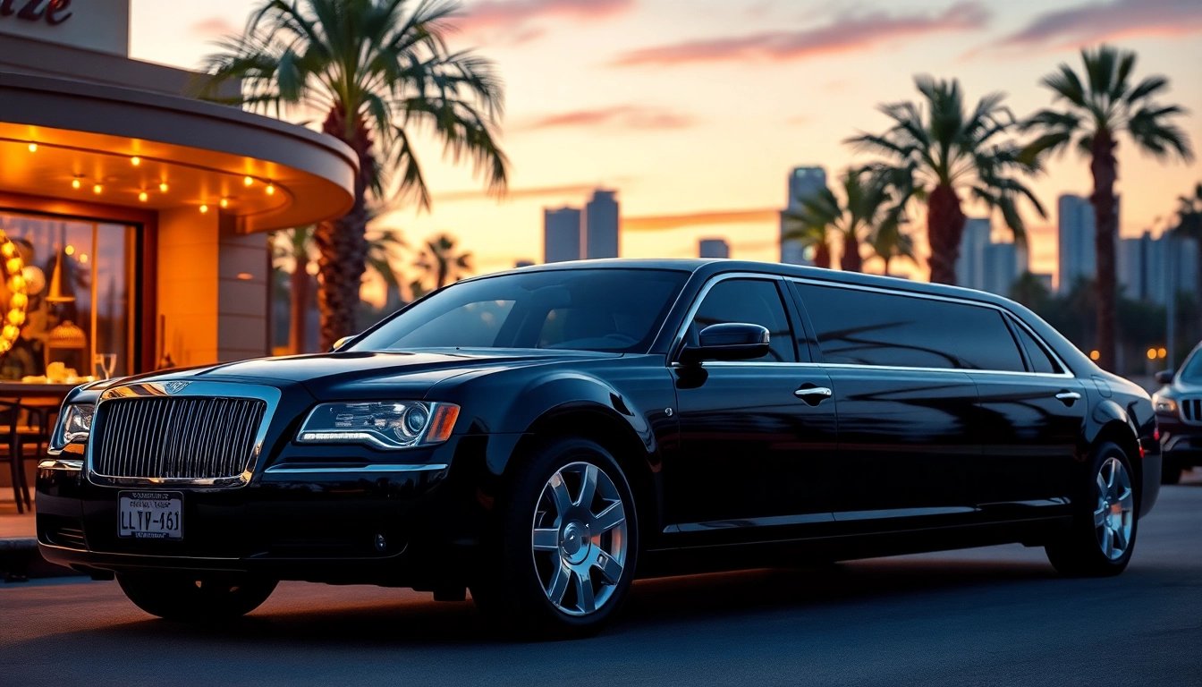 Hollywood Town Car and Limousine providing luxury transport in Los Angeles at sunset.