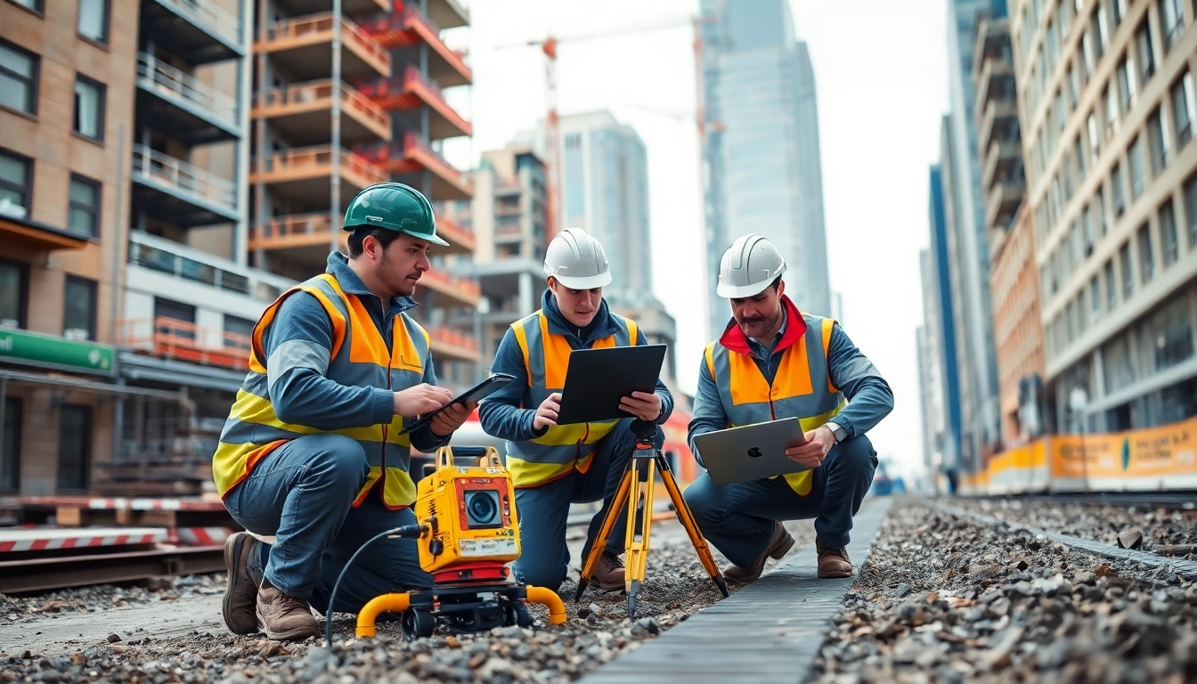Utility surveyors Surrey Sussex conducting a GPR survey in an urban environment.