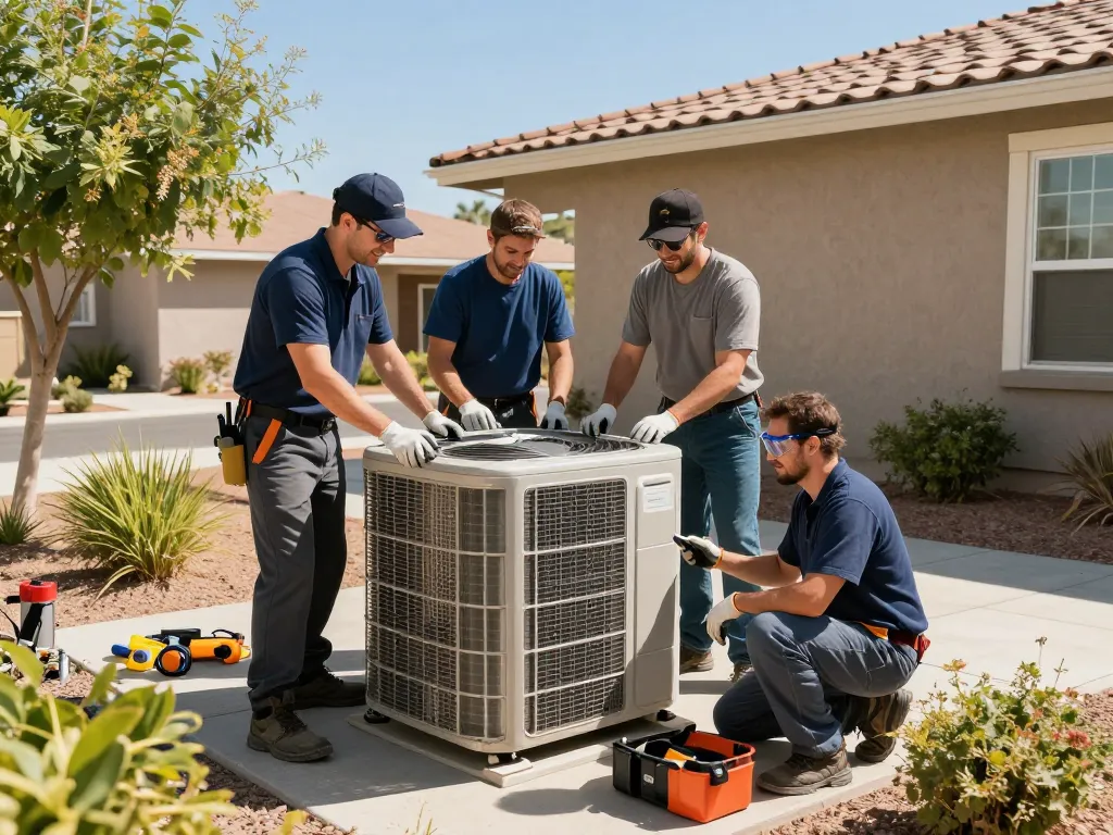 Expert team installing HVAC in Las Vegas, showcasing high-quality home repair services.