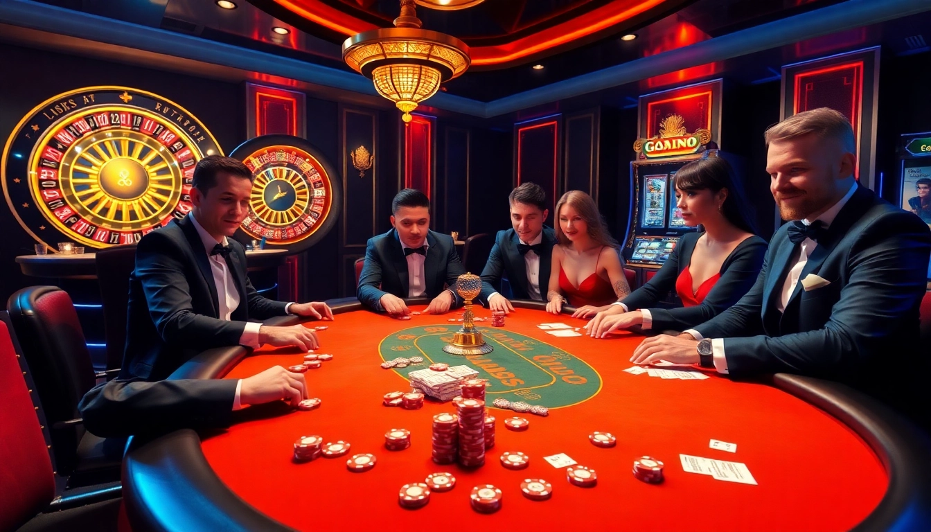 Go88 brings excitement to a luxurious casino environment with poker tables and roulette wheels.