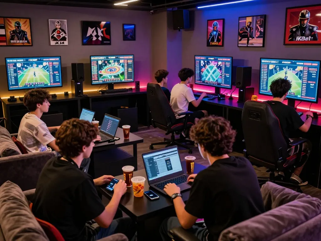 1xbet review showcasing dynamic esports betting scene with diverse gamers engaged in strategic betting