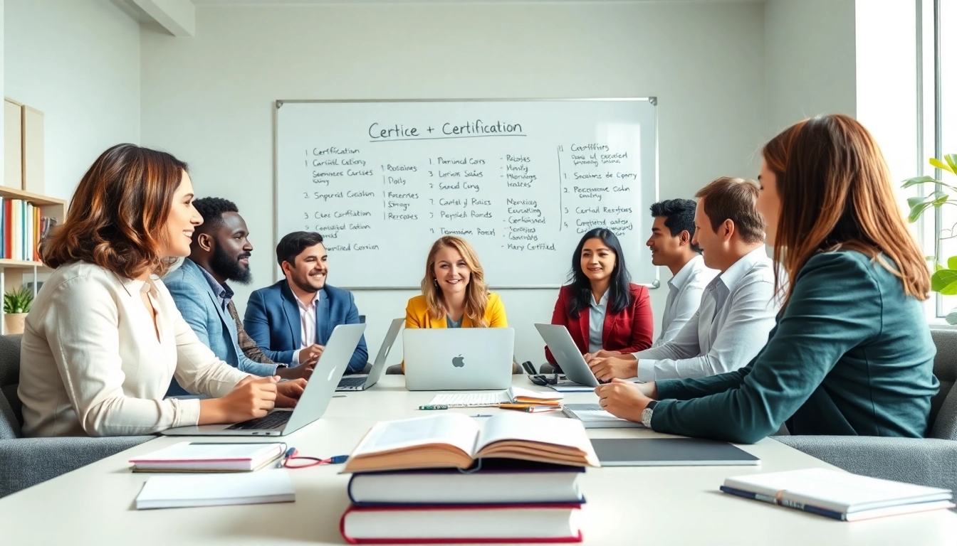 Explore options to get certified in a vibrant office environment with engaged participants.