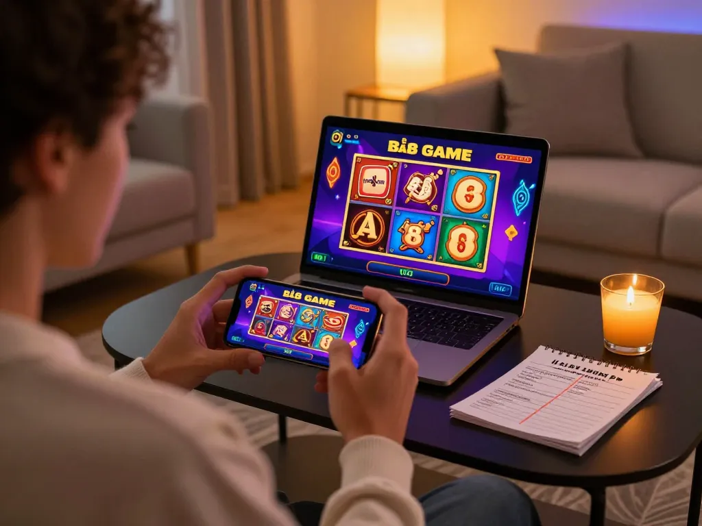 Engaged player enjoying 68 Game Bài on smartphone, demonstrating animated gameplay in a cozy setting.