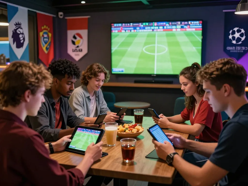 Dynamic online betting experience at OKFUN with fans engaging in live football matches.