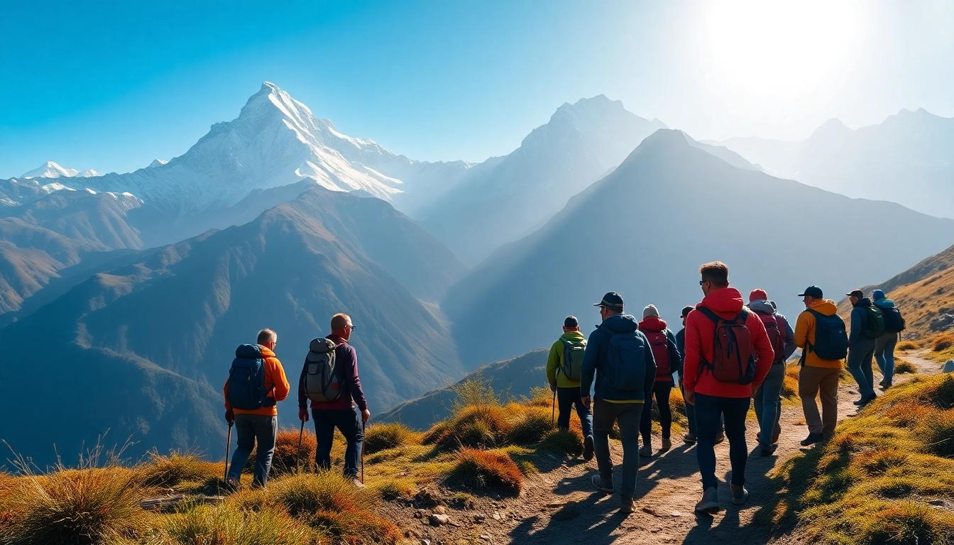 Trekkers enjoying the stunning views of the Sandakphu trek with Everest and Kanchenjunga in sight. related image