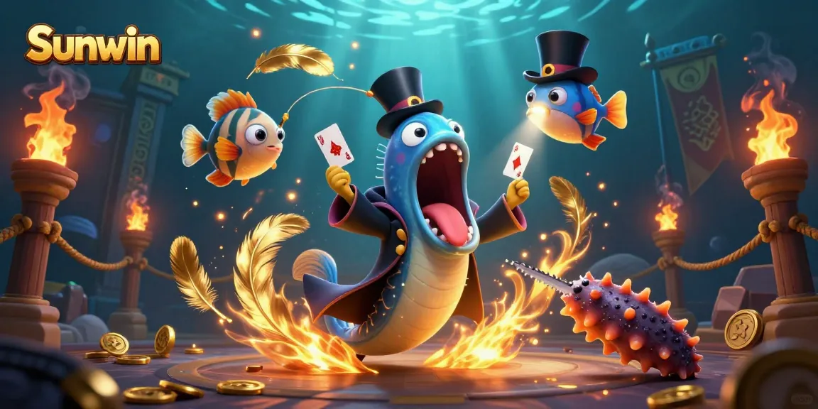 Experience thrilling card tricks with Sunwin's vibrant underwater scene featuring magical sea creatures.