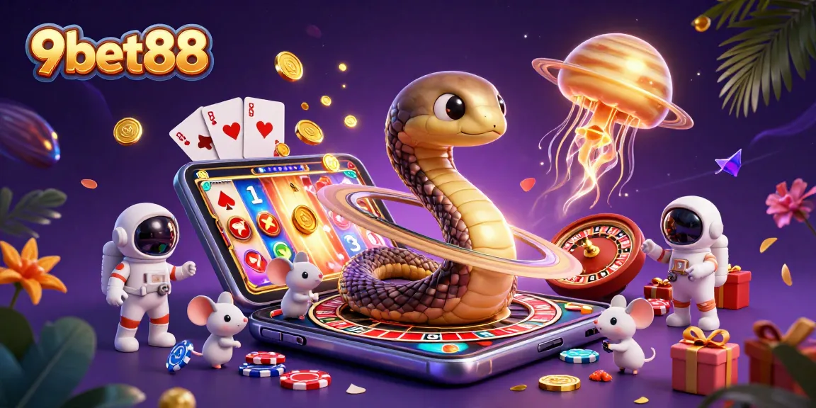 Engage in thrilling gaming adventures with 9bet88, featuring a cosmic roulette and vibrant 3D elements.