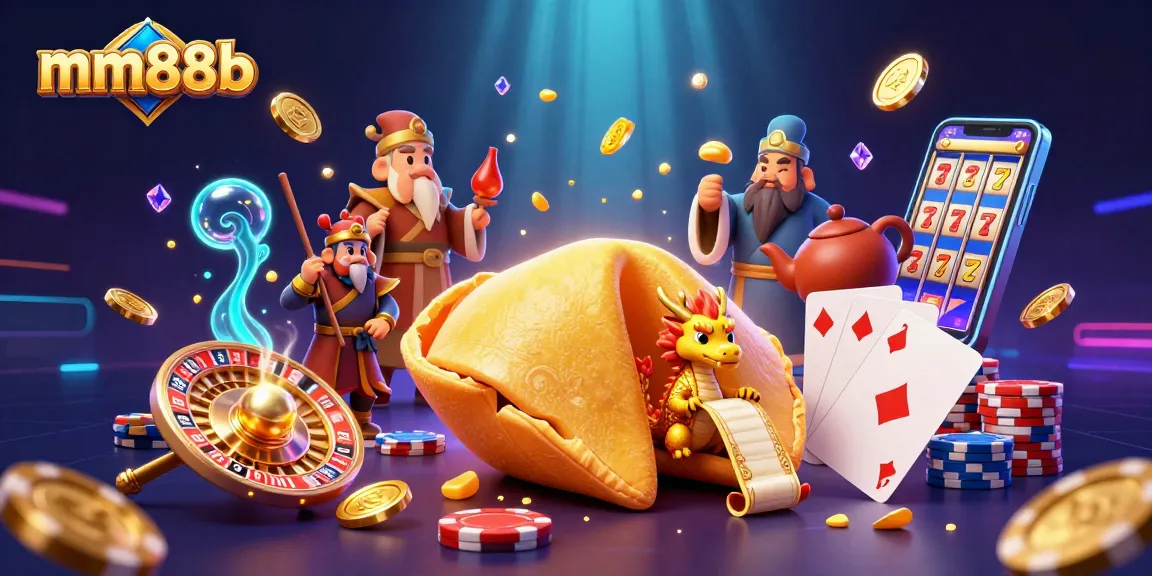 Experience the thrill of mm88b with a vibrant, dynamic 3D casino scene showcasing characters and gaming elements.