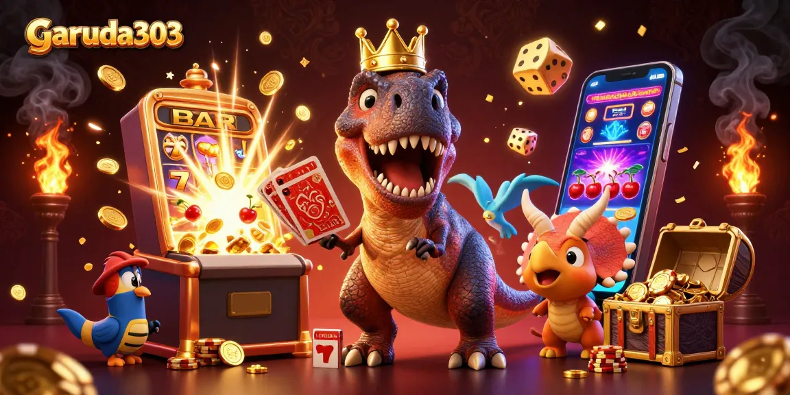 Engage with garuda303's thrilling card shuffle and jackpot explosion in a vibrant casino scene.