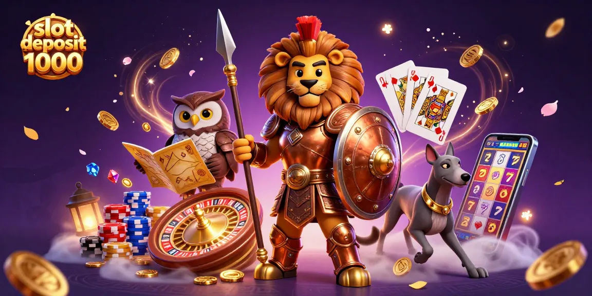 Engage in thrilling gameplay with slot deposit 1000 illustrated in vibrant, dynamic casino scene.