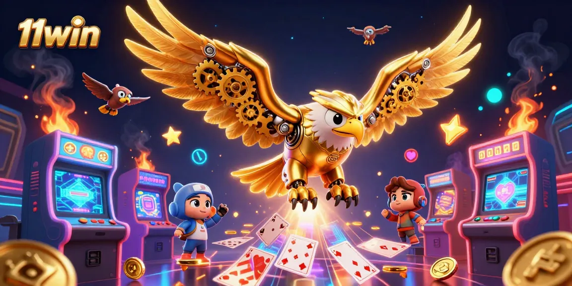 Experience thrilling wins with 11win's vibrant casino-themed 3D art illustrating excitement.