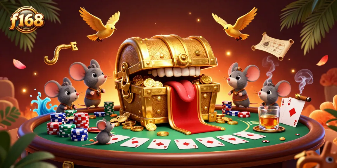 Experience thrilling gameplay at f168 with a vibrant illustration showcasing dynamic casino elements.